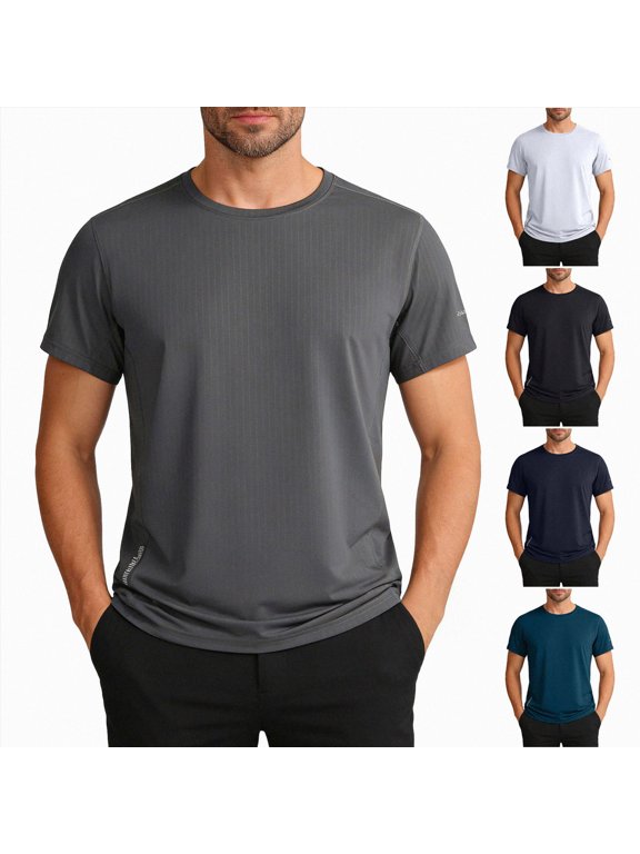 Men's Athletic Workout T-Shirts Moisture Wicking Cooling Running Shirts Short Sleeve Performance Tee for Gym Tennis Navy 7XL