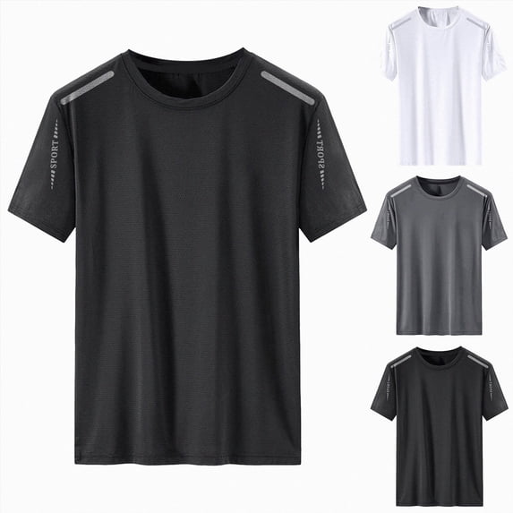 Nwiuh Men's Workout Shirts Dry Fit UPF 50+ Sun Shirts Cooling Moisture Wicking Athletic Gym Tops Grey for Size XL