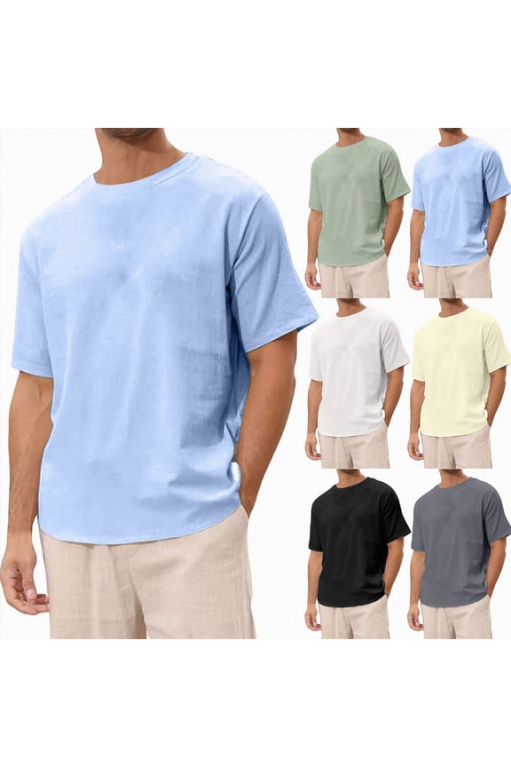 Mens Drop-Cut Men's T Shirt, Slim Fit Plain Tshirts for Men, Drop Cut Basic Crewneck Tee, Wrinkle Resistant, Stretch Fit Green M