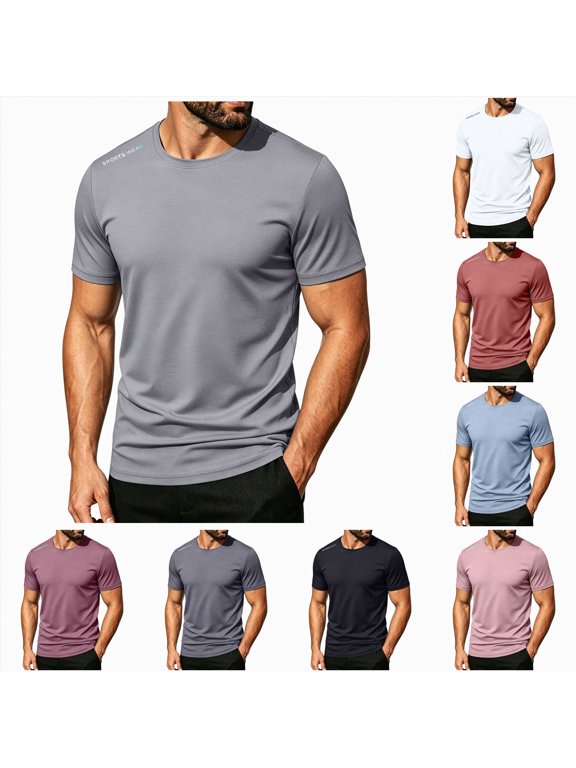 Mens T Shirts Soft Cotton Blend Crew Neck Tee Athletic Fit Plain Casual T-Shirt for Men Red 8XL