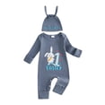 thumbnail image 1 of Nwiuh My First Easter Baby Boy Outfit Newborn Long Sleeve Romper Jumpsuit Onesie Coming Home Outfits Clothes (Blue, 0-3 Months), 1 of 6