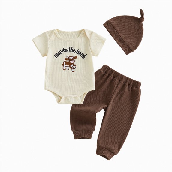 Nwiuh Newborn Baby Boy Clothes Winter Outfit Essentials Preemie Clothes Boys,Cute Coming Home Outfits Boy Newborn Photography Outfits,Fall Winter Ribbed Knitted Long Sleeve Rompers(Coffee,0-3 Months)
