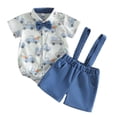 thumbnail image 1 of Nwiuh Newborn Baby Boy Easter Outfit Bunny Truck Short Sleeve Button Down Shirt Romper Suspender Shorts Set Summer Clothes (Blue, 0-3 Months), 1 of 8