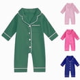 thumbnail image 1 of Nwiuh Newborn Baby Boy Girl Silk Pajamas Romper Long Sleeve Button Down Satin One Piece Onesie Pjs Infant Sleepwears (Hot Pink, 18-24 Months), 1 of 3