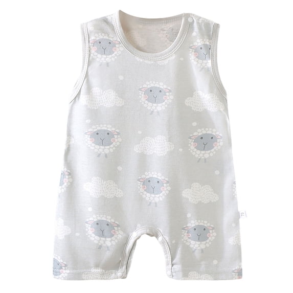 Nwiuh Newborn Baby Boys Sleeveless Romper One Piece Straps Overalls Jumpsuit Summer Clothes (Light Gray, 18-24 Months)