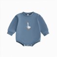 thumbnail image 1 of Nwiuh Newborn Baby Girl Fall Clothes Goose Embroidery Long Sleeve Sweatshirt Bubble Romper Animal Farm Outfit (Blue, 12-18 Months), 1 of 6