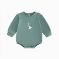 thumbnail image 1 of Nwiuh Newborn Baby Girl Fall Clothes Goose Embroidery Long Sleeve Sweatshirt Bubble Romper Animal Farm Outfit (Green, 6-12 Months), 1 of 6