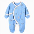thumbnail image 1 of Nwiuh Newborn Baby Romper for Baby Girls&Boys, Side Snap Newborn Long Sleeve Onesies Boy&Girls for Spring&Autumn(Blue,1-3 Months), 1 of 6
