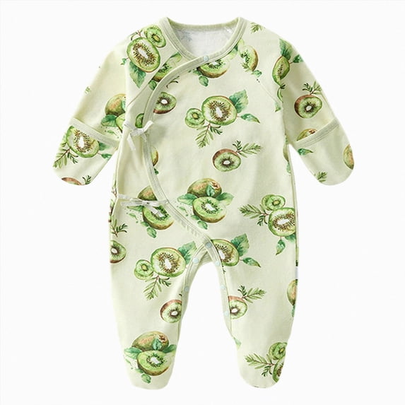 Nwiuh Newborn Baby Romper for Baby Girls&Boys, Side Snap Newborn Long Sleeve Onesies Boy&Girls for Spring&Autumn(Green,3-6 Months)