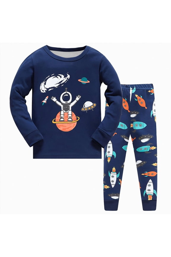 Pajama Set Toddlers with Improved Tensile Strength, Snug Pjs Sleeper Baby Boys Girls Kids (Dark Blue, 7-8 Years)
