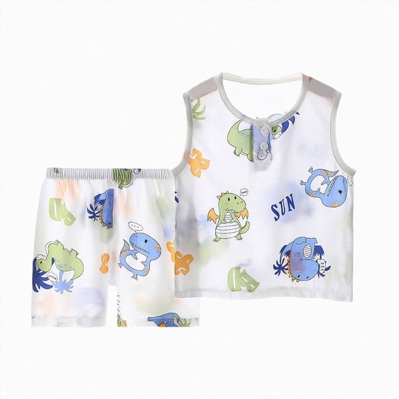 Nwiuh Pajamas Kids Boys Pajamas Sleepwear Baby Boy 2 Pcs Summer Pjs Kids Short Sets (White, 7-8 Years)
