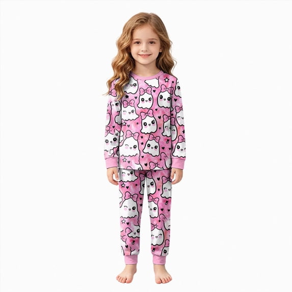 Nwiuh Pajamas Set 2 Piece Long Sleeve Top with Pants Soft Pjs Set Cute Sleepwear(Hot Pink,3-4 Years)