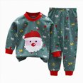 thumbnail image 1 of Nwiuh Pajamas Set 2 Piece Pjs Cotton Sleepwear Long Sleeve Top with Pants(Green,12-18 Months), 1 of 4
