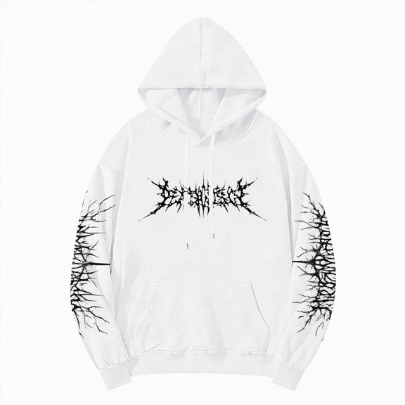 Nwiuh Retro Punk 3D printing Hooded Sweaters, American Gothic Fashion Hoodies for Men and Women Sweatshirts. (White, 5XL)