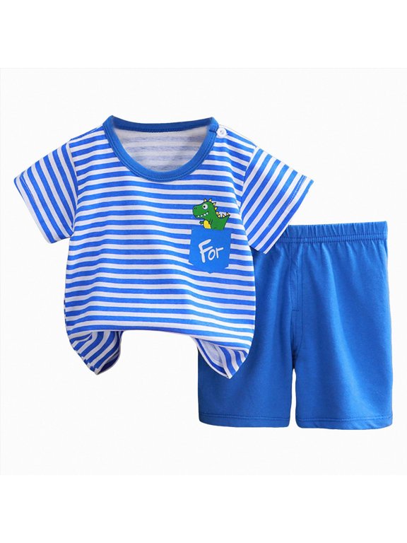 Shorts Sets Toddler Boys 2 Piece Outfits Boy Clothes Toddler Boy Outfit Summer Clothing T shirt Shorts Set (Z02-Blue, 2-3 Years)