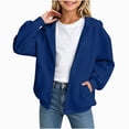thumbnail image 1 of Nwiuh Sweatshirt Color Solid Zip Jackets Long Hoodie Top Boys Sleeve Up Girls Kids Boys Coat&jacket (Navy, 9-10 Years), 1 of 5