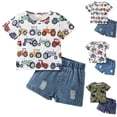 thumbnail image 1 of Nwiuh Toddler Baby Boy Clothes 12 18 24 Month 2T 3T Summer Outfit Retro Animal Nature Graphic Shirts T-Shirt + Shorts Set Army Green for Size 9-12 Months, 1 of 4
