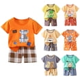 thumbnail image 1 of Nwiuh Toddler Baby Boy Clothes Boys Summer Outfits T-shirt Dinosaur Boy Short Sleeve Set 18 Months-4T(Grey, 18-24 Months), 1 of 3