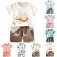 thumbnail image 1 of Nwiuh Toddler Baby Boy Clothes Outfits Short Summer Sleeve Letters Printed Shirt Shorts Sets 2PC Little Boy Clothing(Light Blue, 5-6 Years), 1 of 4