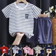 thumbnail image 1 of Nwiuh Toddler Baby Boy Clothes for 2t 3t Boys Cute Summer Short Sleeve T-Shirt Tops Shorts Clothes Sets Baby Boy Outfits(Dark Blue, 5-6 Years), 1 of 7