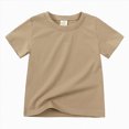 thumbnail image 1 of Nwiuh Toddler Baby Boy Girl Short Sleeve Crew Neck T Shirt Pullover Sweatshirt Summer Basic Tee Solid Casual Clothes(Brown,12-24 Months), 1 of 8