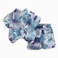thumbnail image 1 of Nwiuh Toddler Baby Boy Shorts Sets Hawaiian Outfits,Summmer Hawaiian Shirt+ Elastic Shorts Vacation Clothes(Blue, 3-4 Years), 1 of 4