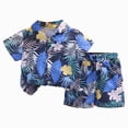 thumbnail image 1 of Nwiuh Toddler Baby Boy Shorts Sets Hawaiian Outfits,Summmer Hawaiian Shirt+ Elastic Shorts Vacation Clothes(Dark Blue, 18-24 Months), 1 of 4