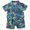 thumbnail image 1 of Nwiuh Toddler Baby Boy Shorts Sets Hawaiian Outfits,Summmer Hawaiian Shirt+ Elastic Shorts Vacation Clothes(Dark Blue, 5-6 Years), 1 of 8