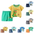 thumbnail image 1 of Nwiuh Toddler Baby Boy Spring Summer Clothes short Sleeve Color Block T-Shirt with Elastic Waist Set Summer Outfit Spring Summer Set for 0 6 12 18 24 M 1t 2t 3t 4t 5t 6t(Green, 3-4 Years), 1 of 3