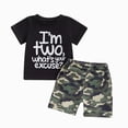 thumbnail image 1 of Nwiuh Toddler Baby Boy Summer Clothes 2T 3T 4T 5T Vehicles Letter Print Short Sleeve Tops Camouflage Shorts Outfits(Grey, 3-4 Years), 1 of 4