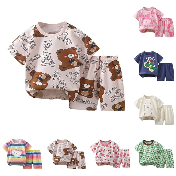 Nwiuh Toddler Baby Boy Summer Clothes 6 12 18 24 Months Short Sleeve Letter T Shirt Top Short Infant Newborn Baby Outfit(Light Pink, 5-6 Years)