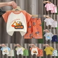 thumbnail image 1 of Nwiuh Toddler Baby Boy Summer Clothes Set Contrast Color Outfits 6 9 12 18 24 Months 2T 3T 4T Crew Neck Short Sleeve Tops and Shorts(Yellow, 3-4 Years), 1 of 3