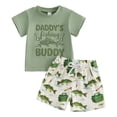 thumbnail image 1 of Nwiuh Toddler Baby Boy Summer Outfit Fish-themed Print Crew Neck Short Sleeve Tops and Shorts 2 Pcs Set (Green, 0-6 Years), 1 of 9