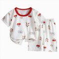 thumbnail image 1 of Nwiuh Toddler Baby Boy Summer Outfits Short Sleeve Embroidered T Shirt Tees + Striped/Plaid Shorts Infant Clothes Set (Red, 2-3 Years), 1 of 6