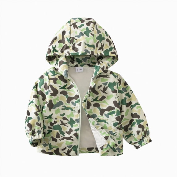 Nwiuh Toddler Baby Boy Windbreaker Jacket Zip Up Hoodie Long Sleeve Sweatshirt Infant Spring Clothes Fall Winter Coats (Green, 12-18 Months)