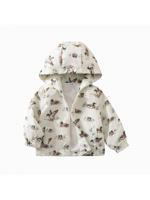 Toddler Baby Boy Windbreaker Jacket Zip Up Hoodie Long Sleeve Sweatshirt Infant Spring Clothes Fall Winter Coats (White, 6-12 Months)