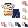 thumbnail image 1 of Nwiuh Toddler Baby Boys Summer Outfits Short Sleeve Cartoon Print T-Shirt Tops & Shorts Sets 2Pcs Baby Boys Summer Clothes For 1t 2t 3t 4t 5t 6t(Blue, 3-6 Months), 1 of 4