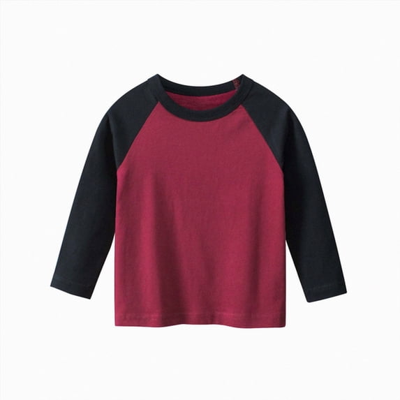 Nwiuh Toddler Baby Girls Boys Long Sleeve Raglan Shirt Baseball Tee Cotton T-Shirt Kids Casual Athletic Tee Shirts Tops(Red,1-2 Years)