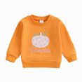 thumbnail image 1 of Nwiuh Toddler Baby Halloween Outfit Boy Girl Pumpkin Sweatshirt Crewneck Pullover Sweater Long Sleeve Shirt Fall Clothes (Orange, 6-12 Months), 1 of 6