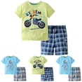 thumbnail image 1 of Nwiuh Toddler Boy Clothes Kids Summer Cotton Outfits Shirt Short Sets Sky Blue for Size 4-5 Years, 1 of 9
