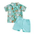 thumbnail image 1 of Nwiuh Toddler Boy Easter Outfit Short Sleeve Button Down Shirt Summer Baby Boy Clothes Cute Shorts Set (Blue, 6-12 Months), 1 of 9