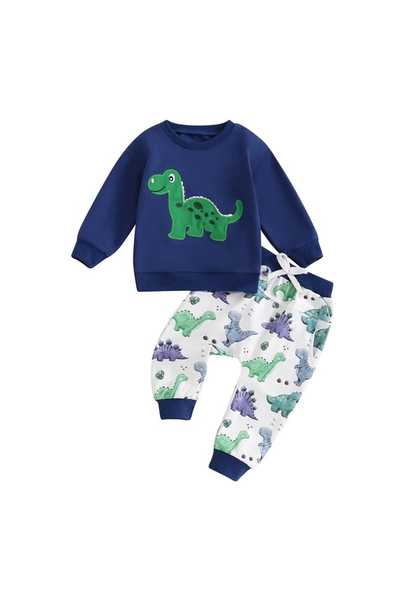 Toddler Boy Fall Outfit Mamas Boy Baby Clothes Long Sleeve Round Neck Sweatshirt Plaid Jogger Pants Set (Blue, 18-24 Months)