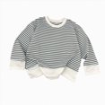 thumbnail image 1 of Nwiuh Toddler Boy Girl Cotton Crewneck Sweatshirt Kids Lightweight Long Sleeves with Stripe Fall Fashion Tops (Light Blue, 1-2 Years), 1 of 3