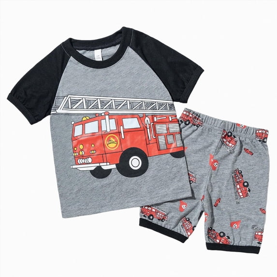 Nwiuh Toddler Boy Short Set 2 Summer with T-Shirt Shorts Activewear Clothes,Toddler (Z01-Grey, 5-6 Years)