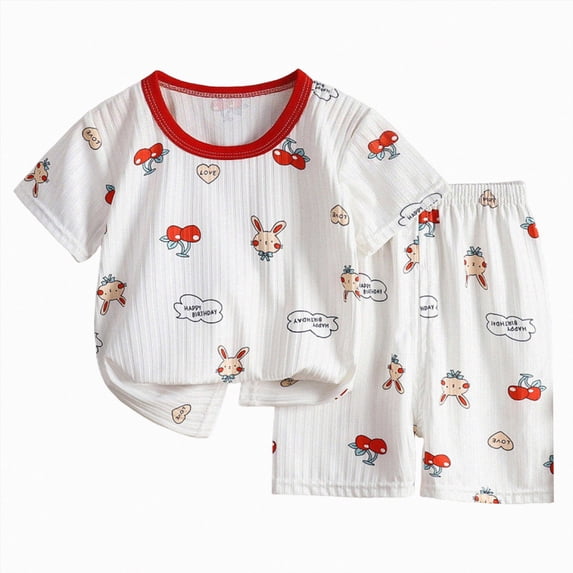 Nwiuh Toddler Boy Summer Outfits for Boys Toddler Kids Baby Boy Summer Clothes Sets Carton Print 2t 3t 4t 5t 6t 7t Short Sleeve Tops Shorts Outfits (Red, 5-6 Years)