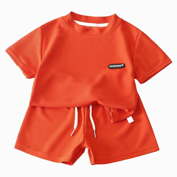 Nwiuh Toddler Boys 2 Piece Outfit Summer Short Sleeve with Elastic Waist Shorts Kids Casual Breathable Clothes Set Red for Size 7-8 Years