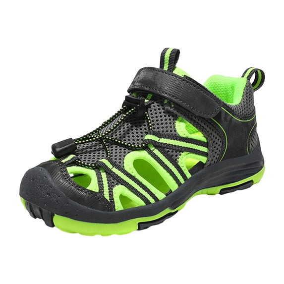 Nwiuh Toddler Boys Closed Toe Flat Sport Beach Water Shoes for Outdoor Hiking Walking Summer Sandals (Green, 38)