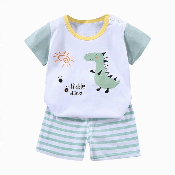 Nwiuh Toddler Boys Clothes Sets Cartoon Graphic Short Sleeve T-Shirt Shorts Outfits for Kids (Z01-White, 5-6 Years)