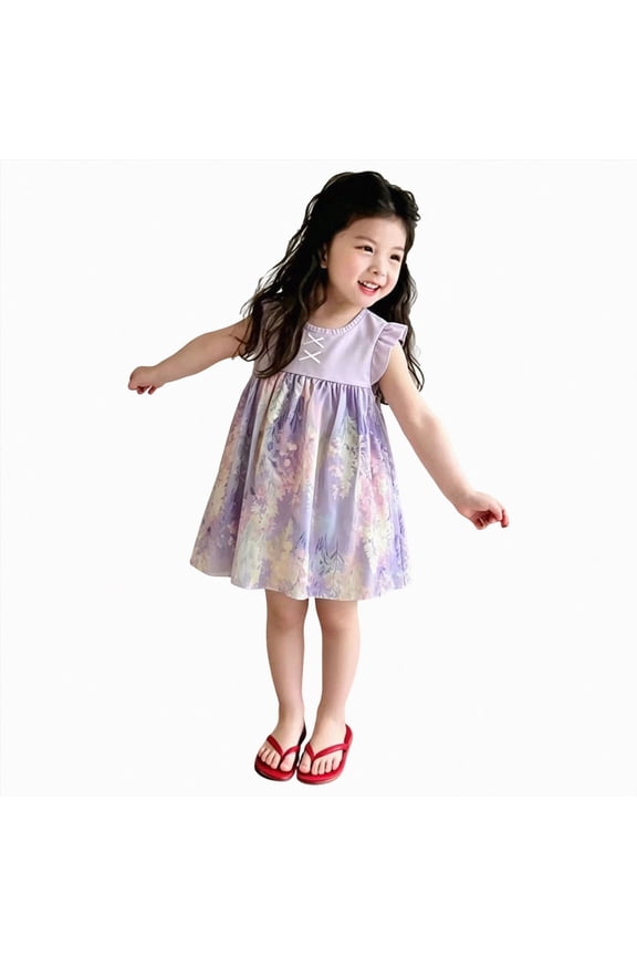 Toddler Girl Bunny Short Sleeve Rabbit Dress Summer Outfit Purple for Size 12-18 Months