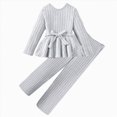 thumbnail image 1 of Nwiuh Toddler Girl Clothes Girls Fall Winter Outfit 2Pcs Set | Toddler Clothes for Girls Long Sleeve Ruffle Bowknot Top + Floral Pants Outfits Kids Little Girls' Clothing Set (Grey, 10-11 Years), 1 of 6